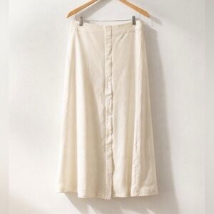 Max Studio Cream Midi A-line Skirt with Ruched Style for Casual Wear